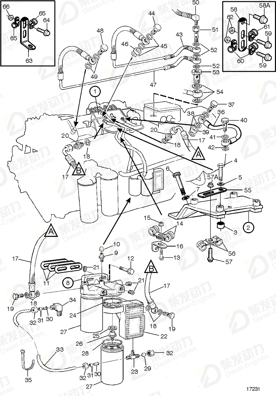 VOLVO Oil return pipe 3979103 Drawing